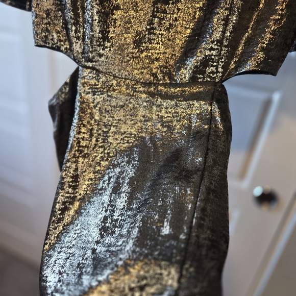 French Connection Metallic Black and Gold Mini Dress - Picture 2 of 7